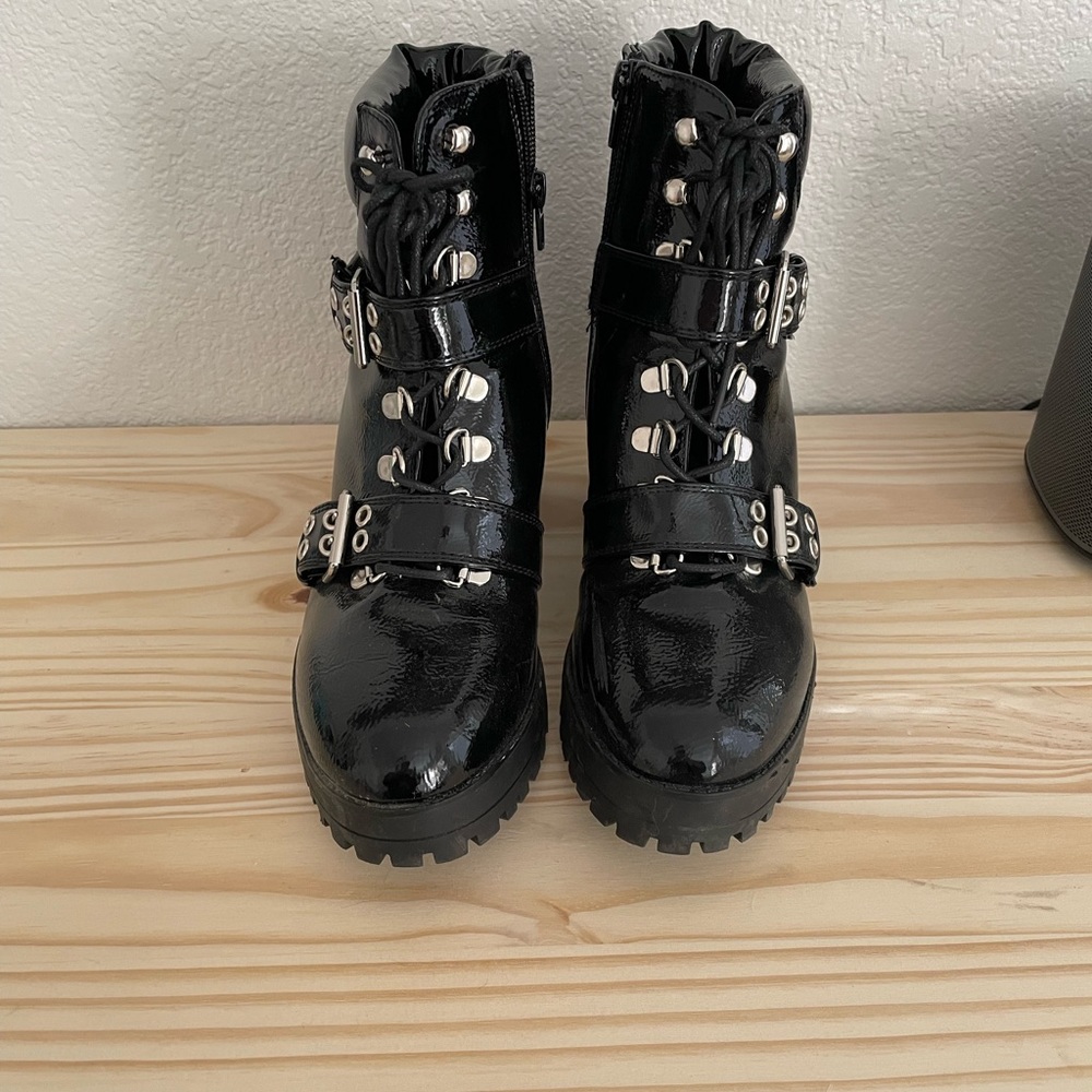 Nasty gal goth buckle lace up boots